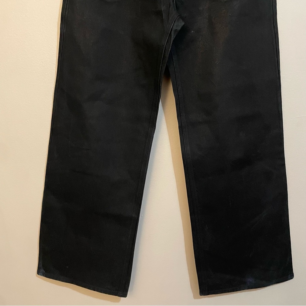 H&M Edition Blue Denim Wide Leg Jeans with Black Wax Coating – Size 4 Like New - Picture 6 of 16